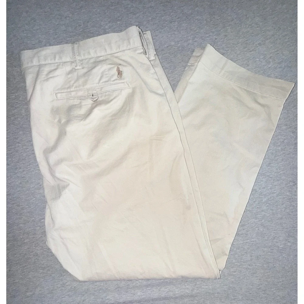 Polo Ralph Lauren Mens Stretch Straight Fit Pants Size 40x30 Beige Preppy Ivy